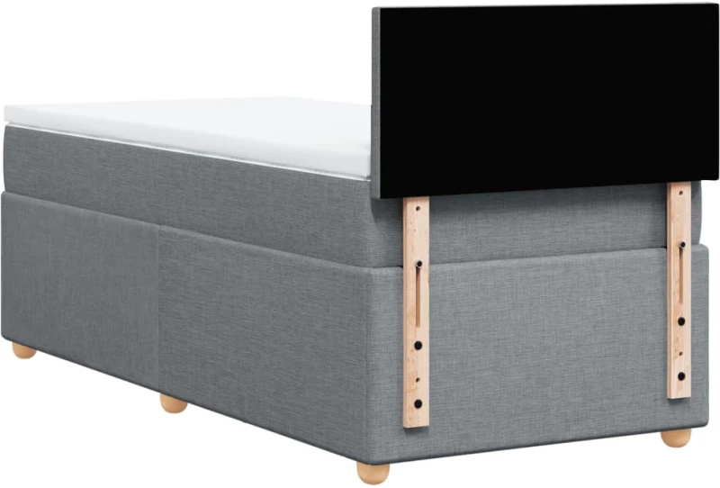 vidaXL Κρεβάτι Boxspring με Στρώμα Ανοιχτό Γκρι 90x200 εκ. Υφασμάτινο