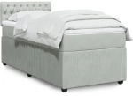 vidaXL Κρεβάτι Boxspring με Στρώμα Ανοιχτό Γκρι 90x190 εκ. Βελούδινο