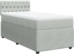 vidaXL Κρεβάτι Boxspring με Στρώμα Ανοιχτό Γκρι 90x190 εκ. Βελούδινο