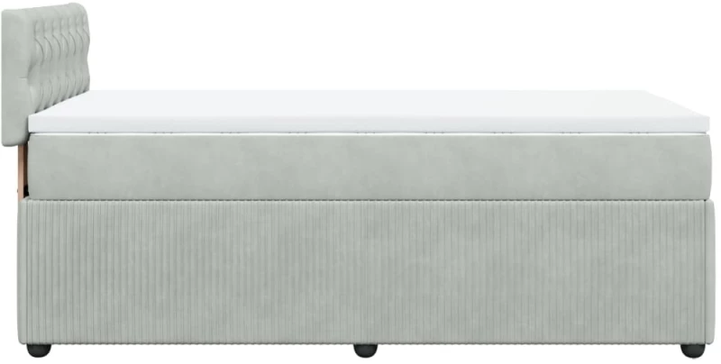 vidaXL Κρεβάτι Boxspring με Στρώμα Ανοιχτό Γκρι 90x190 εκ. Βελούδινο