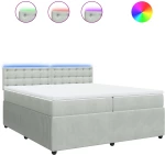 vidaXL Κρεβάτι Boxspring με Στρώμα Ανοιχτό Γκρι 200x200 εκ. Βελούδινο