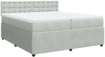 vidaXL Κρεβάτι Boxspring με Στρώμα Ανοιχτό Γκρι 200x200 εκ. Βελούδινο
