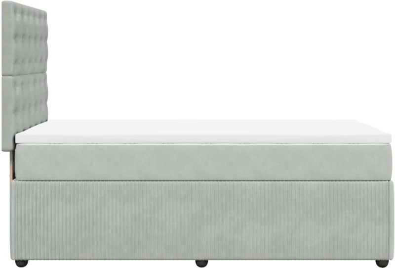 vidaXL Κρεβάτι Boxspring με Στρώμα Ανοιχτό Γκρι 100x200 εκ. Βελούδινο