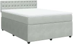 vidaXL Κρεβάτι Boxspring με Στρώμα Ανοιχτό Γκρι 140x200 εκ. Βελούδινο