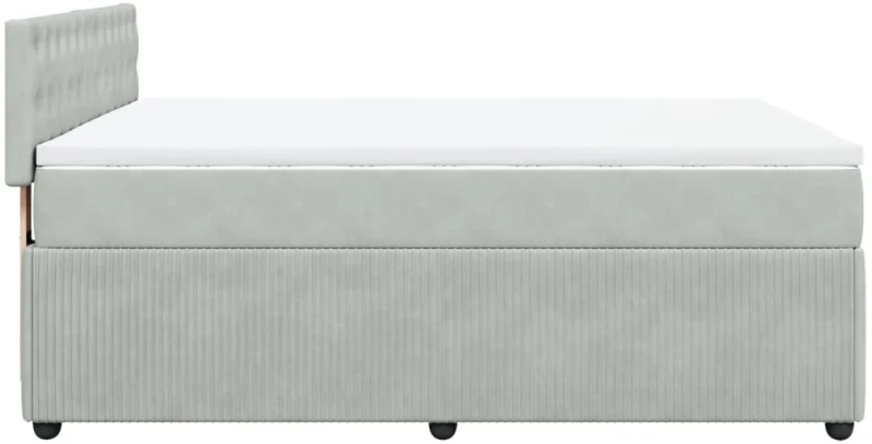 vidaXL Κρεβάτι Boxspring με Στρώμα Ανοιχτό Γκρι 140x200 εκ. Βελούδινο