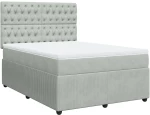 vidaXL Κρεβάτι Boxspring με Στρώμα Ανοιχτό Γκρι 160x200 εκ. Βελούδινο