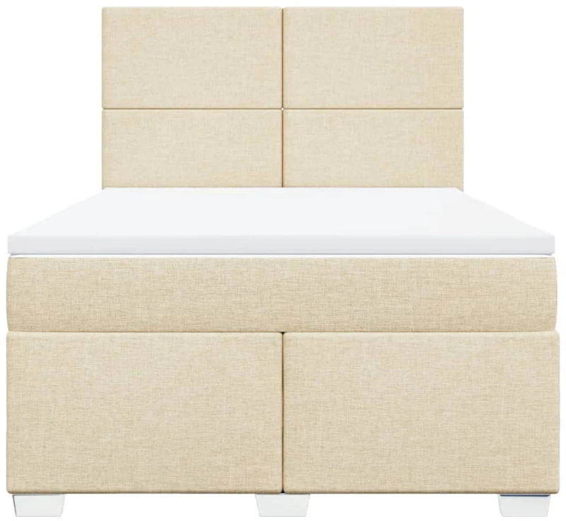 vidaXL Κρεβάτι Boxspring με Στρώμα Κρεμ 160x200 εκ. Υφασμάτινο