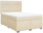 vidaXL Κρεβάτι Boxspring με Στρώμα Κρεμ 140x200 εκ. Υφασμάτινο