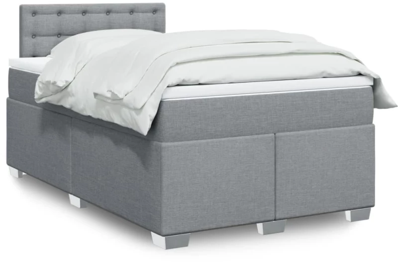 vidaXL Κρεβάτι Boxspring με Στρώμα Ανοιχτό Γκρι 120x200 εκ. Υφασμάτινο