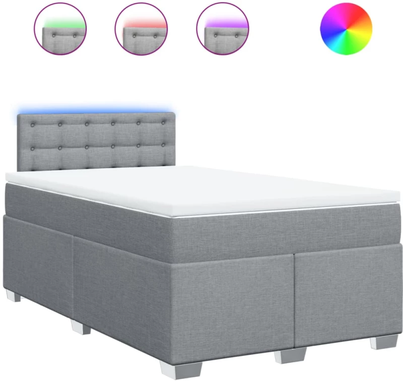 vidaXL Κρεβάτι Boxspring με Στρώμα Ανοιχτό Γκρι 120x200 εκ. Υφασμάτινο