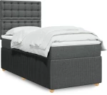 vidaXL Κρεβάτι Boxspring με Στρώμα Σκούρο Γκρι 90x190 εκ. Υφασμάτινο