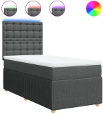 vidaXL Κρεβάτι Boxspring με Στρώμα Σκούρο Γκρι 90x190 εκ. Υφασμάτινο