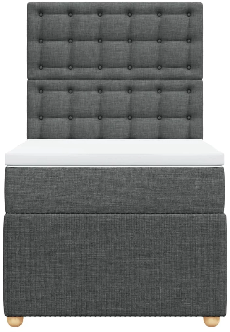 vidaXL Κρεβάτι Boxspring με Στρώμα Σκούρο Γκρι 90x190 εκ. Υφασμάτινο