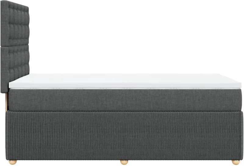 vidaXL Κρεβάτι Boxspring με Στρώμα Σκούρο Γκρι 90x190 εκ. Υφασμάτινο
