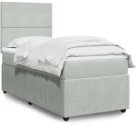 vidaXL Κρεβάτι Boxspring με Στρώμα Ανοιχτό Γκρι 90x190 εκ. Βελούδινο