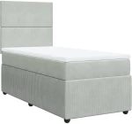 vidaXL Κρεβάτι Boxspring με Στρώμα Ανοιχτό Γκρι 90x190 εκ. Βελούδινο