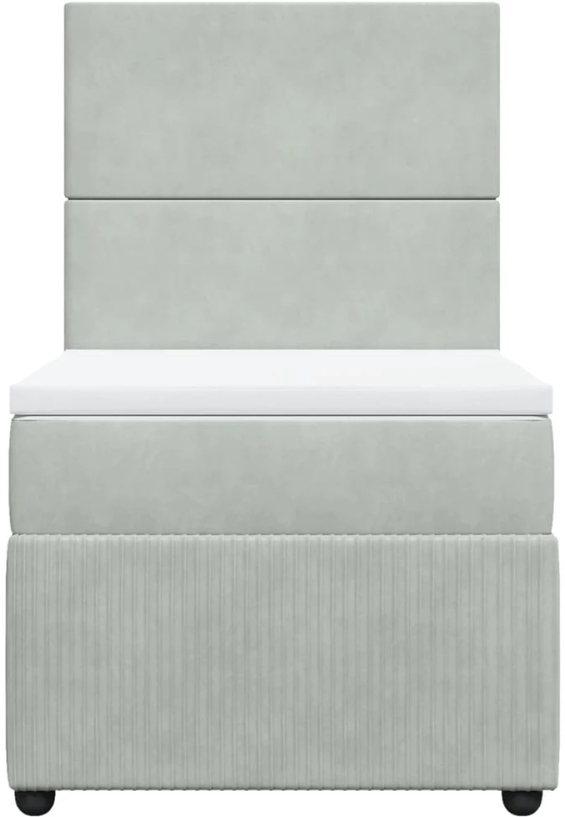 vidaXL Κρεβάτι Boxspring με Στρώμα Ανοιχτό Γκρι 90x190 εκ. Βελούδινο