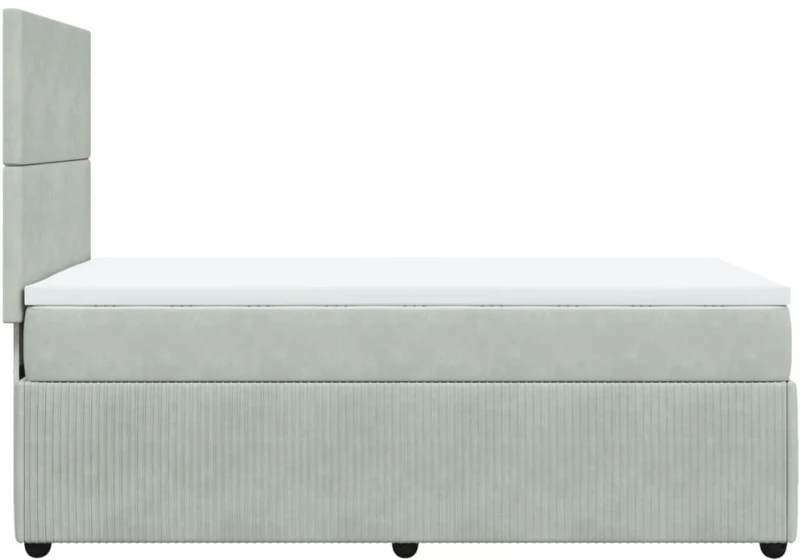 vidaXL Κρεβάτι Boxspring με Στρώμα Ανοιχτό Γκρι 90x190 εκ. Βελούδινο