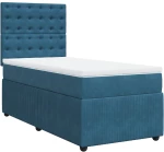 vidaXL Κρεβάτι Boxspring με Στρώμα Σκούρο Μπλε 90x190 εκ. Βελούδινο