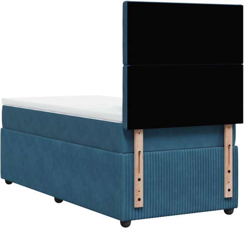 vidaXL Κρεβάτι Boxspring με Στρώμα Σκούρο Μπλε 90x190 εκ. Βελούδινο