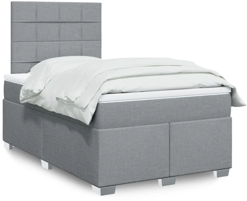 vidaXL Κρεβάτι Boxspring με Στρώμα Ανοιχτό Γκρι 120x200 εκ. Υφασμάτινο