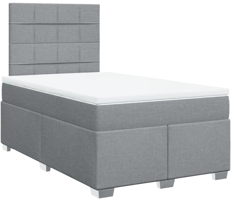 vidaXL Κρεβάτι Boxspring με Στρώμα Ανοιχτό Γκρι 120x200 εκ. Υφασμάτινο