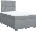 vidaXL Κρεβάτι Boxspring με Στρώμα Ανοιχτό Γκρι 120x200 εκ. Υφασμάτινο