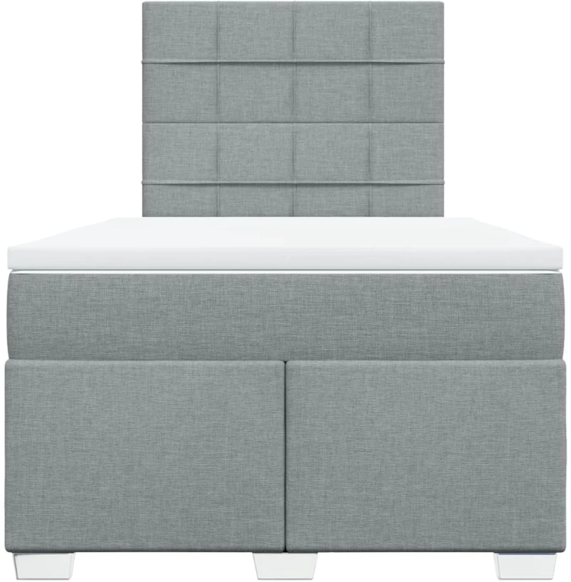 vidaXL Κρεβάτι Boxspring με Στρώμα Ανοιχτό Γκρι 120x200 εκ. Υφασμάτινο