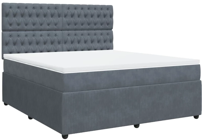 vidaXL Κρεβάτι Boxspring με Στρώμα Σκούρο Γκρι 180x200 εκ. Βελούδινο
