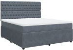 vidaXL Κρεβάτι Boxspring με Στρώμα Σκούρο Γκρι 180x200 εκ. Βελούδινο