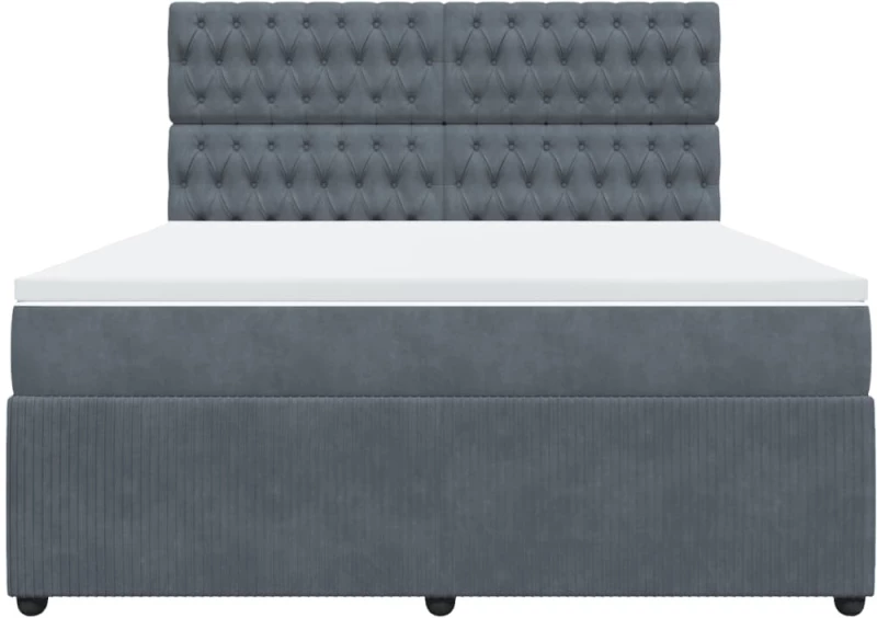 vidaXL Κρεβάτι Boxspring με Στρώμα Σκούρο Γκρι 180x200 εκ. Βελούδινο