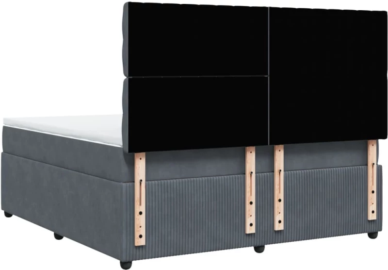 vidaXL Κρεβάτι Boxspring με Στρώμα Σκούρο Γκρι 180x200 εκ. Βελούδινο