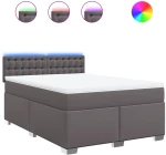 vidaXL Κρεβάτι Boxspring με Στρώμα Γκρι 140x200εκ. από Συνθετικό Δέρμα