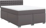 vidaXL Κρεβάτι Boxspring με Στρώμα Γκρι 140x200εκ. από Συνθετικό Δέρμα