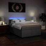 vidaXL Κρεβάτι Boxspring με Στρώμα Γκρι 140x200εκ. από Συνθετικό Δέρμα