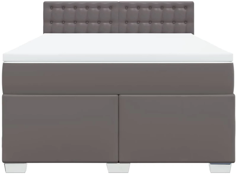 vidaXL Κρεβάτι Boxspring με Στρώμα Γκρι 140x200εκ. από Συνθετικό Δέρμα