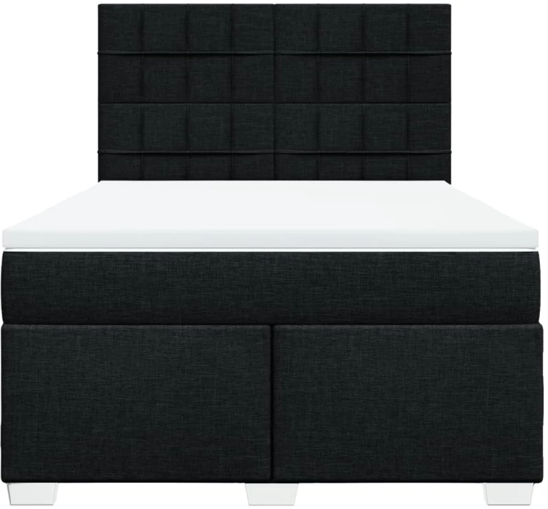 vidaXL Κρεβάτι Boxspring με Στρώμα Μαύρο 140x200 εκ. Υφασμάτινο