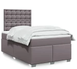 vidaXL Κρεβάτι Boxspring με Στρώμα Γκρι 120x190εκ. από Συνθετικό Δέρμα