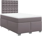 vidaXL Κρεβάτι Boxspring με Στρώμα Γκρι 120x190εκ. από Συνθετικό Δέρμα