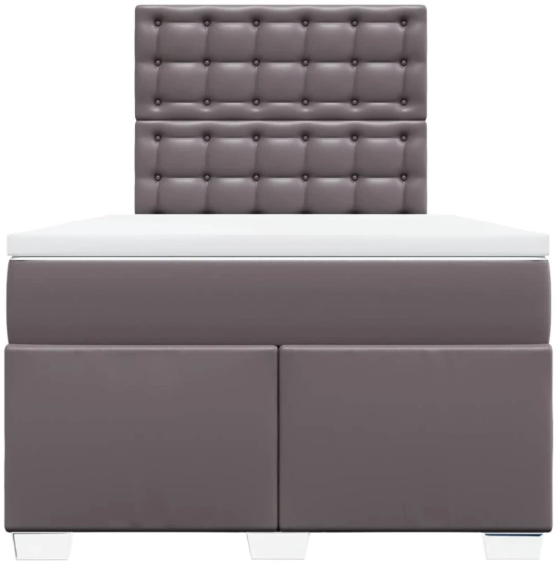 vidaXL Κρεβάτι Boxspring με Στρώμα Γκρι 120x190εκ. από Συνθετικό Δέρμα