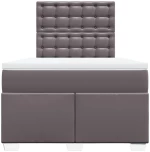 vidaXL Κρεβάτι Boxspring με Στρώμα Γκρι 120x190εκ. από Συνθετικό Δέρμα