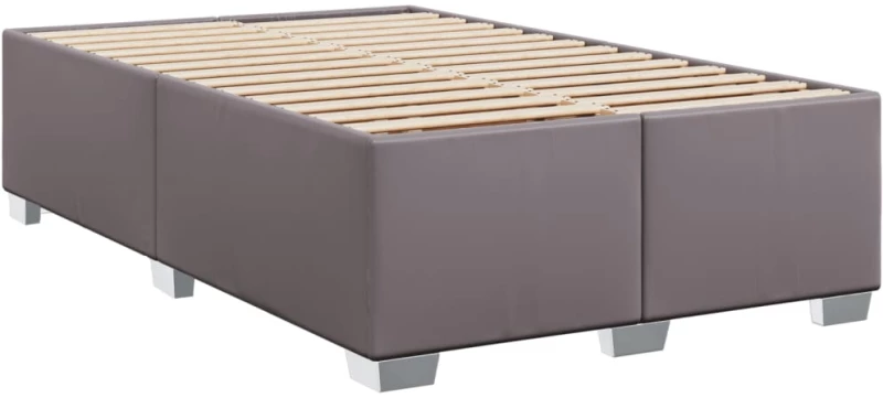 vidaXL Κρεβάτι Boxspring με Στρώμα Γκρι 120x190εκ. από Συνθετικό Δέρμα