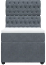 vidaXL Κρεβάτι Boxspring με Στρώμα Σκούρο Γκρι 80x200 εκ. Βελούδινο