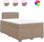 vidaXL Κρεβάτι Boxspring με Στρώμα Καπουτσίνο 120x200εκ.από Συνθ.Δέρμα