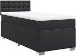 vidaXL Κρεβάτι Boxspring με Στρώμα Μαύρο 90x200εκ. από Συνθετικό Δέρμα