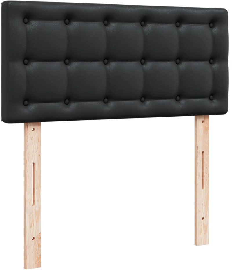 vidaXL Κρεβάτι Boxspring με Στρώμα Μαύρο 90x200εκ. από Συνθετικό Δέρμα