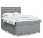 vidaXL Κρεβάτι Boxspring με Στρώμα Ανοιχτό Γκρι 140x200 εκ. Υφασμάτινο