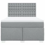 vidaXL Κρεβάτι Boxspring με Στρώμα Ανοιχτό Γκρι 140x200 εκ. Υφασμάτινο