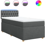 vidaXL Κρεβάτι Boxspring με Στρώμα Σκούρο Γκρι 100x200 εκ. Υφασμάτινο