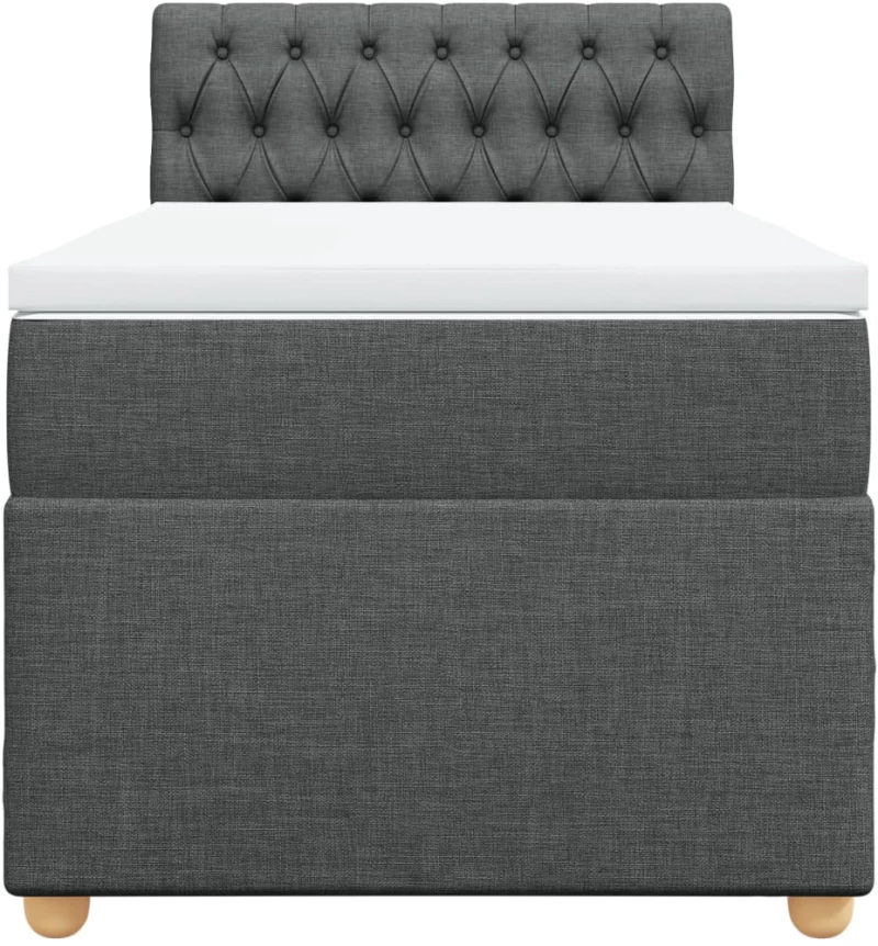 vidaXL Κρεβάτι Boxspring με Στρώμα Σκούρο Γκρι 100x200 εκ. Υφασμάτινο